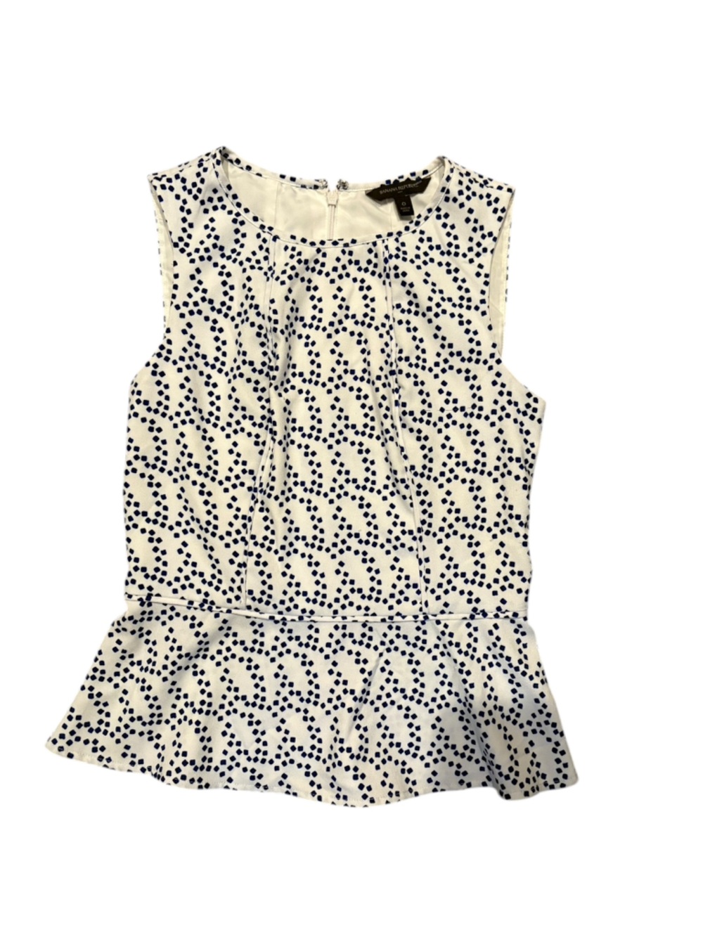Banana republic Sleeveless Peplum Dot Print Top - White with Navy Dots